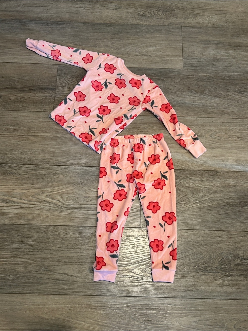 Carter’s Kids Pink Floral Soft Pajama Set - Cozy Long Sleeve Top & Pants Size 2T